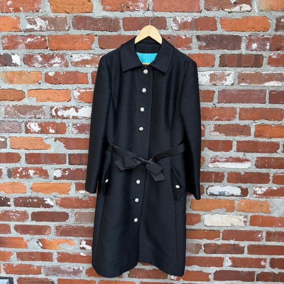 Louis Feraud Wool Coat Bow Belt‎ Size 12 - Picture 1 of 14